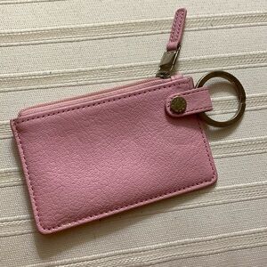 Tiffany & Co. Pink Leather Card Case with Key Ring EUC